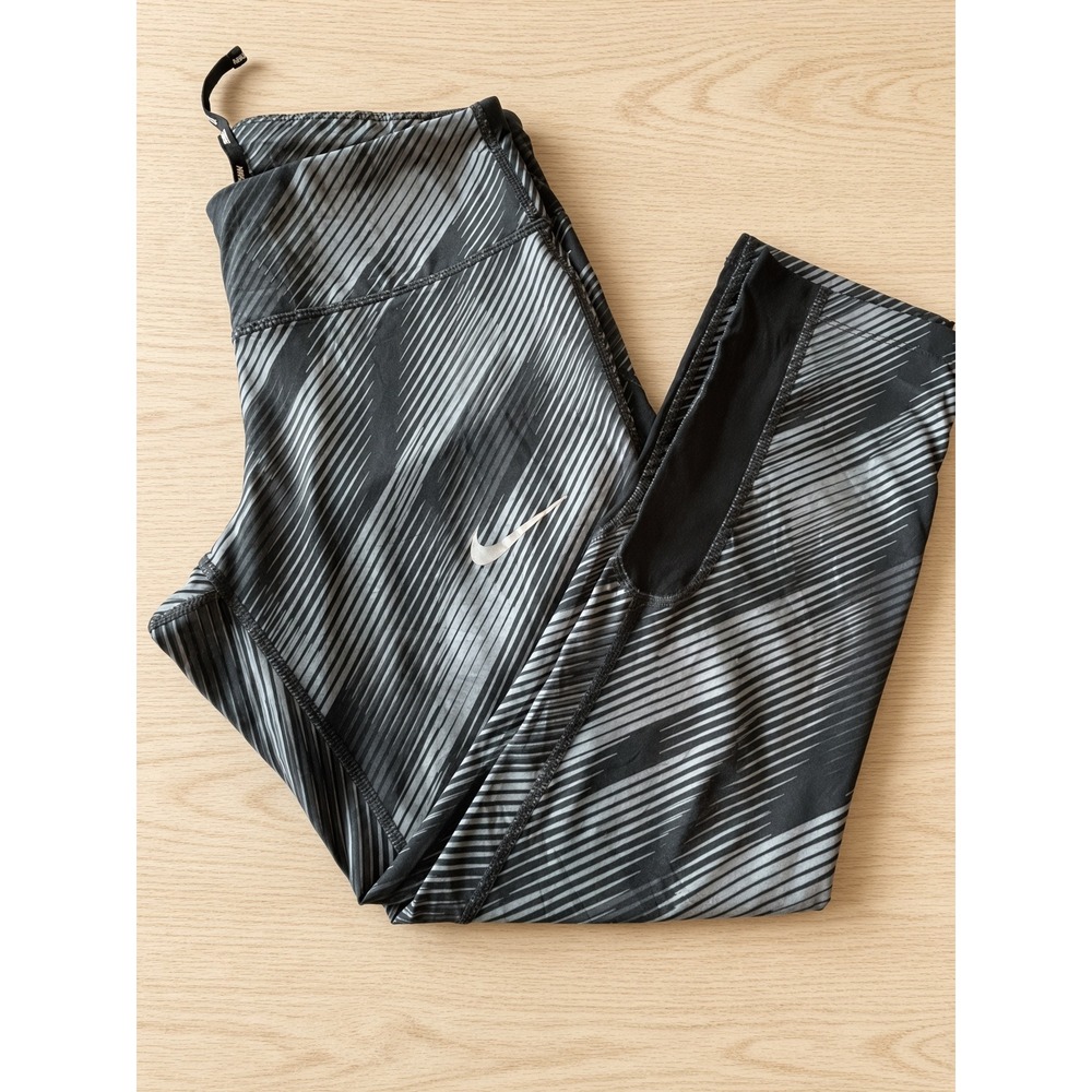 Nike Dri-FIT Womens Running Crop Tights Gray Black Print 938632-010 Size S - Picture 3 of 10